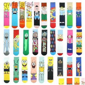 Herren Socken Männer Frauen Baumwolle Lustige Colorf Cartoon Charakter Glückliches Muster Kreative Calcetines Hombre Divertido Skarpetki Sokken Dhvhm O3JU