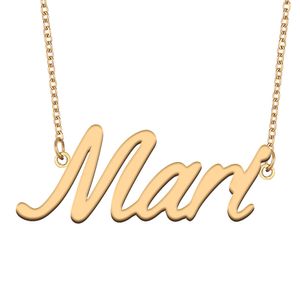 Mari Name Necklace Pendant for Women Girlfriend Gifts Custom Nameplate Children Best Friends Jewelry 18k Gold Plated Stainless Steel