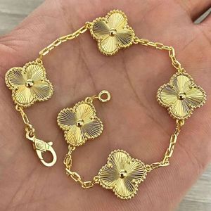 Bracciale trifoglio gioielli firmati bracciali in oro Catena per donna Bracciale bifacciale Catene di fiori quadrifoglio in acciaio titanio corniola 18k