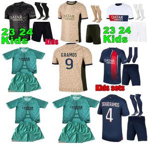 Psges Mbappe Soccer Jerseys Soccer Jersey 2024 Maillots Football Shirt Psgjersey Kids Kit sets Uniform Enfants Lee Kangin O Dembele G.Ramos Kolo Muany Ugarte