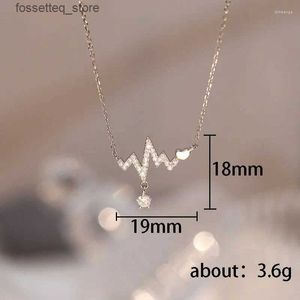 Pendanthalsband Beavekiss Electrocardiogram Cubic Zirconia Halsband för kvinnliga kvinnliga uttalande Fashion Girl Party Gift Jewelry Un0483 L240309