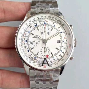 Män tittar på White Dial Quartz Chronograph Movement Watches Sport Man Designer rostfritt stål Rem TOP -klockor AAA Quality303y