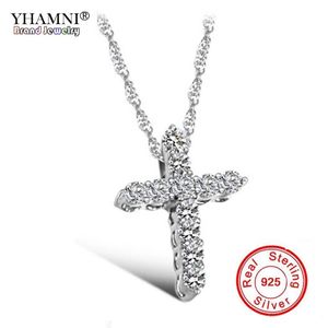 Yhamni Luxury Original 925 Sterling Silver Cross Pendant Necklace Princess Luxury Diamond Necklace Pendant for Ladies and Women n1332y