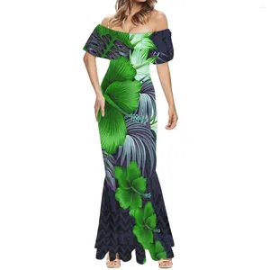 Vestidos Casuais Cumagical Polinésia Tribal Samoan Totem Samoa Imprime Verão Tropical Folha de Palmeira Desgaste Vestido Elegante para Mulheres 2024