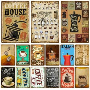 Metallmålning Metal Sign Retro Decor Coffee Vintage Tin Sign Plack Metal Plate Wall Art Affischer For Kitchen Bar Cafe Room Retro Iron Painting T240309