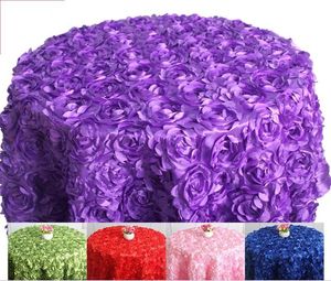 Olika färger Round Table Tyg Rosette Embroider Table Cover 3D Rose Flower Design för Wedding Party El Round8380497