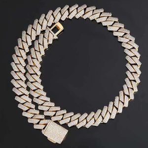 Hip Hop Jewelry 18mm Thick Cuban Link Diamond Necklace for Men Gold Plated Miami Chain Iced Out Cz Prong