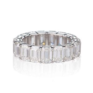 925 Silver Sterling Eternity Band med Emerald Shape VVS Moissanite Full Eternity Rings for Men