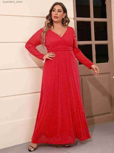 Urban Sexy Dresses Plus Size Ny ankomst Långärmad V Necknätkväll Kvällsfest Formella klänningar för kvinnor L240309