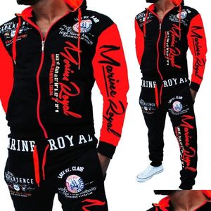 Herrspårmärke Märken Men Tracksuit 2 -stycken Toppar och byxor Mens Svettdräkter Set Letter Print Plus Size Jogger Set for Clothing Trac DHCLQ