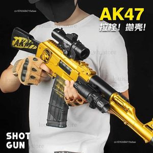 Gun Toys Manual Shell Throwing Pull Bolt AK 47 Child Gun Toy Assault Sniper Airsoft Weapon Outdoor Soft Foam Bullet Gun Boys Toys T240309