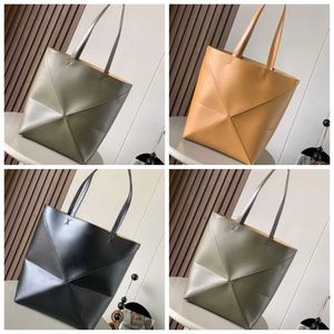 Tasarımcı Kadın Çanta Bulma Bulma Çok Kadın Tote Cowhide Moda Renk Geometrik Çantalar Katlanır Yeni Çanta Parlak 240309