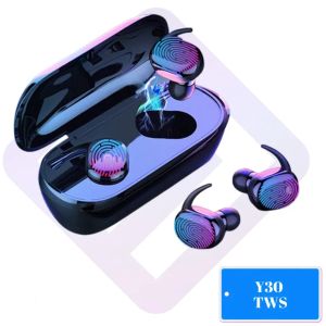 Nya Y30 TWS trådlösa hörlurar Blutooth -hörlurar hifi Sound Stereo Sport Bluetooth Earskydd med Mic -headset för iPhone Android