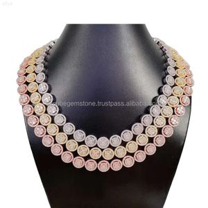 Tenniskedja 18K Guldpläterad halsband Set Pendant Diamond S 925 Sterling Silver Halsband för män och kvinnor
