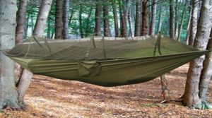 NY FOUR FOLD UTOMERA PORTABLE Högstyrka fallskärmsduk camping hängmatta hängande säng med myggnet1064302