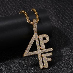 4PF Pendant Cubic Zirconia Micro Paled Four Pockets Full Lilbaby CZ Bling Iced Out Necklace For Men smycken2192