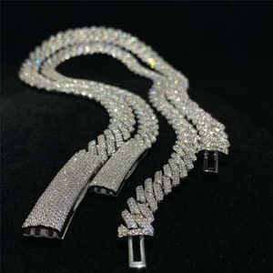 925 Sterling Silver Cuban Necklace Vvs Moissanite Diamond 10mm 12mm 14mm Link Chain Iced Out Hip Hop Jewelry