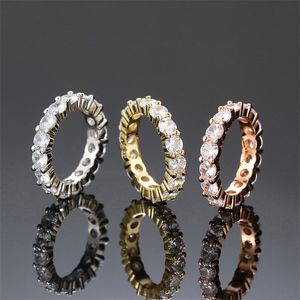 Scintillanti gioielli di lusso in argento 925 placcato 4mm una fila di diamanti CZ promessa anello di fidanzamento nuziale regalo per le donne
