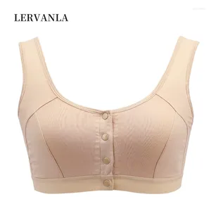 Bras Lervanla 6031 Mastectomia Sutiã com Bolsos Fechamento Frontal Algodão Plus Size Lingerie para Pós Cirurgia Mulheres Inserção de Silicone