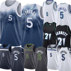 Anthony Edwards Minnesotas Timberwolve Jerseys Retro Kevin 21 Garnett 2023-24 City Juves Jersas de Crianças