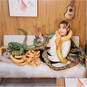 Bambole di peluche P Dolls 110160Cm Simated Python Snake Toy Nt Boa Cuscino per torta farcito lungo Bambini Ragazzi Regalo Decorazione della casa 231025 Drop De Dhxqe