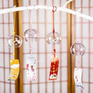 1pcs Japanese Wind Bell Handmade Chimes Glass Furin Home Decors Spa Sakura Kitchen Office Decor Cherry Blossom Pattern 240306