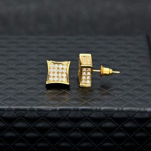 New Mens Jewelry Stud Earrings Hip Hop Cubic Zirconia Diamond Fashion Copper White Gold Filled Crystal Earring275k