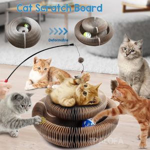 Scratch Board per gatti Organo magico Tiragraffi per gatti Giocattoli per gatti con palla di erba gatta Gatti durevoli Rettifica Artiglio Post Accessori per gatti 240229