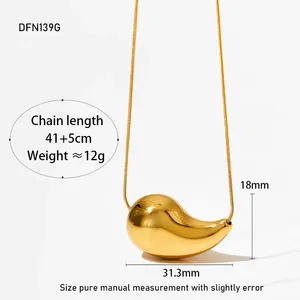 Pendant Necklaces Selling 316l Stainless Steel Hollow Water Drop Necklace for Women Waterproof 16k Gold Plated Collar Jewelry Gift