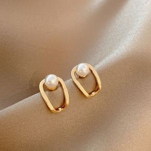 designer jewelry dangle earrings S925 silver needle temperament contracted compact u-shaped pearl earrings279I