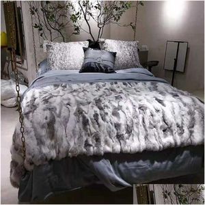 Blanket Ms.Softex Natural Work Real Throw Factory Oem Pillows Soft Rabbit Fur 201 Drop Delivery Home Garden Home Textiles Dhi1G