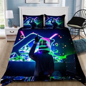 DJ Marshmello 3D -sängkläder Set Tryckt täcke kudde Twin Full Queen King Bed Linen Bedclothes Comporter Cover Set C10182061