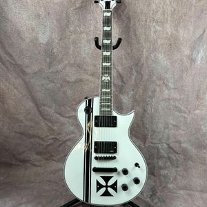 White electric guitar 6 string Active pickup Mahogany body Solid In stcok