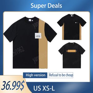 Дизайнерские футболки брендовая футболка sgrid мужские футболки 250 г хлопка высокого качества новый продукт оригинальная клетчатая ткань лоскутная ткань на груди с надписью Burbur летние футболки США XS-L