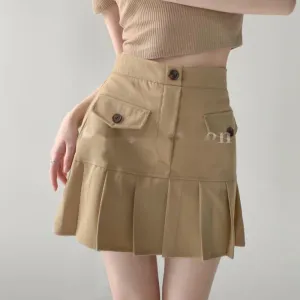 Kleider Womengaga Frauen Bio-Baumwolle Cargo Plissee Saum Minirock Kroean Fold Frauen Hot Sexy 2021 Sommer 8m2i