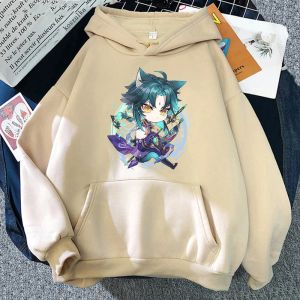 Bluza Genshin Impact Xiao Spring and Autumn Women Ubrania Manga Bluza Kawaii Graphic Hoodie Harajuku unisex sudaderas