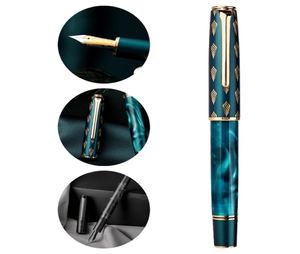 Fountain Pens Hongdian N7 Resin Piston Beautiful Green Gray Peacock Totem Cap EFF 0405mm Smooth Writing Office Gift Ink 22094108555