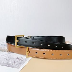 Designer Men Belt For Women Metal Brass Buckle Genuine Ceinture Leather Classic Black Thin With Gift Box187M