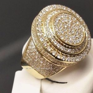 Nuovo anello di diamanti placcato in oro per uomo Moda Moda Affari Anelli Uomo Anelli di fidanzamento Gioielli a mano Intero298k