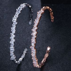 Bracciale con polsino con zirconi cubici Bracciale con apertura regolabile Bracciale con irregolarità in argento moda rame oro rosa je2692