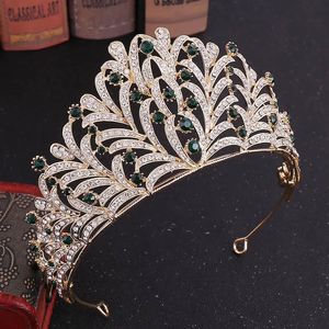 Luxury Wedding Crown Diadem Hair Accessories Bridal Tiaras Rhinestone Leaf Hårband Party Girls Shiny Charm Noiva Hair Jewelry 240305