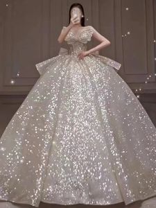 2024 Dubai Luxury a line Wedding Dresses sequined Plus Size Chapel Train Sweetheart Vestido de Novia Appliqued Bridal Wedding Gowns Custom Made YD