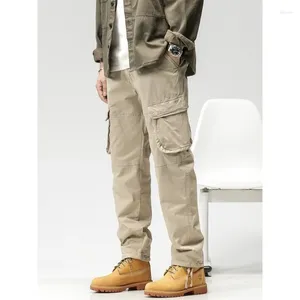 Men's Pants Spring Summer Multi-Pockets Straight Cargo Military Style Tactical Long Trousers Male Cotton Casual Work Pant