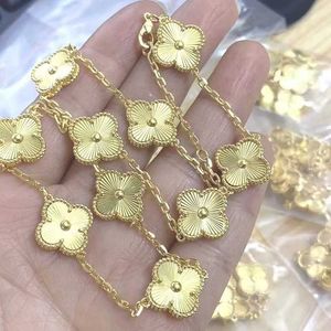 Designer pendant necklace Sweet VanCA Clover Ten Flower Laser Necklace with Double Sided V Gold Thick Plating 18K Natural White Fritillaria CGZV