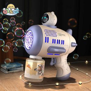 Gun Toys Bubble Machine Rocket Fully Automatic 12 Holes Shape Spaceman Blower With Light Bubble Gun Boys Girls Toys Childrens Day Gift T240314