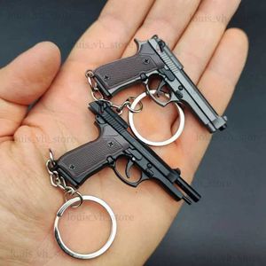 Gun Toys New 1 4 Scale Beretta 92f Mini Airsoft Pistol Metal Speloy Toy Gun Model Ceych Ceychain Bag Bendant Free Assembly Gift T240309