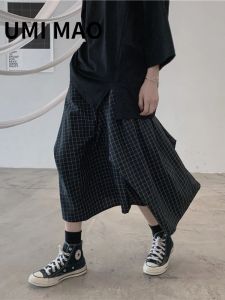 Klänningar umi mao ins kvinnokläder 2022 vårens höst new yamamoto mörk punk stil design kjol pläd asymmetrisk design kontroll y2k