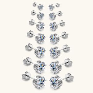 Antyalergiczne proste kolczyki modowe 925 srebrne gra 0,1ct-3ct okrągłe kolczyki moissanitowe dla mężczyzn dla kobiet miły prezent