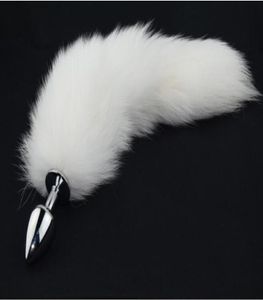 Senaste sexiga rostfritt stål Analplugg med Real Fox Tail Bead Anus Plug Vuxen BDSM Produkt Sex Toy Size S M L3778198
