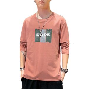 Camiseta de manga comprida masculina 2024 primavera novo estilo coreano instagram solto moletom na moda marca grande camisa inferior de algodão